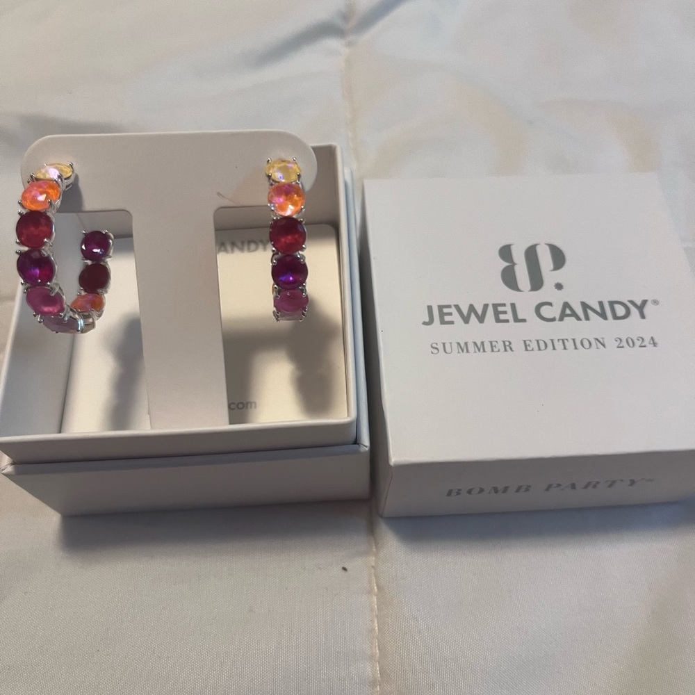 BOMB PARTY Jewel Candy- The Rora Pink and Purple Beaded Hoop Earrings